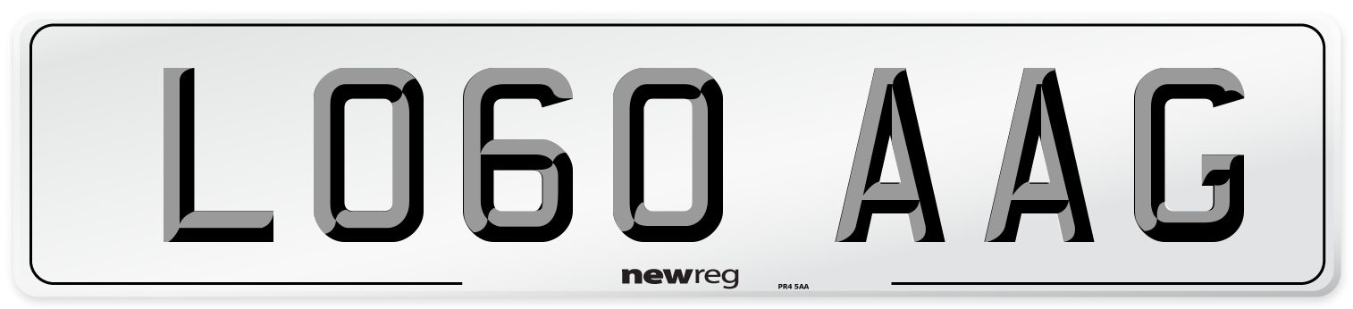 LO60 AAG Number Plate from New Reg